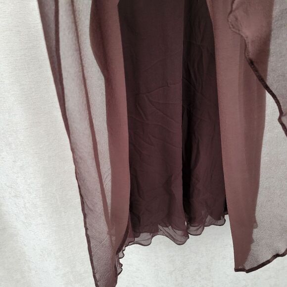 Suzi Chin for Maggy Boutique 100% Silk Chiffon Midi Dress Chocolate Brown NEW - Picture 4 of 13